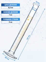 Цилиндр 10 мл (мерный: исполнение 1 - на стеклянном основании), 1-10-2, Лаборио
